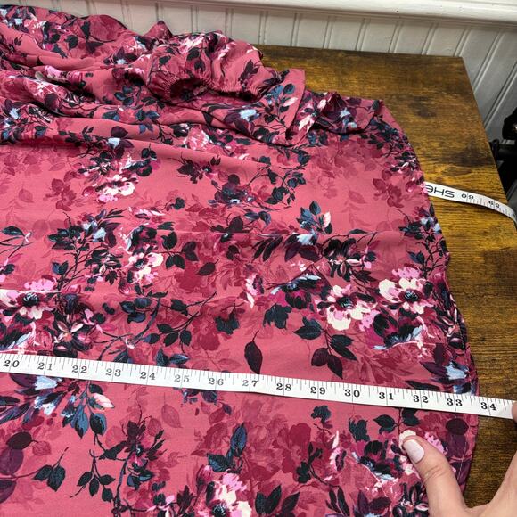 Torrid Size 5X Top Blouse Pink Floral Peasant Georgette Career Bloomcore - Picture 9 of 12